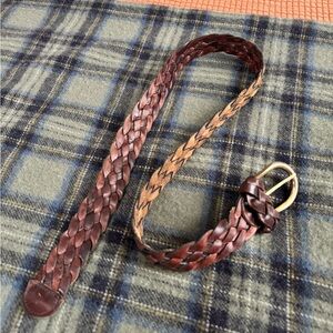 Vintage Woven Leather Belt - Brown